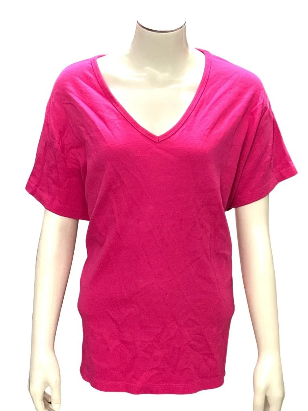 Venezia Jeans Size 26 28 Pink V Neck Short Sleeve Tee Stretch Casual Y2K Resort - Picture 2 of 8